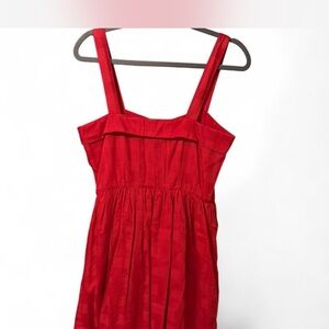 Red Sleeveless Square-Neck Sundress